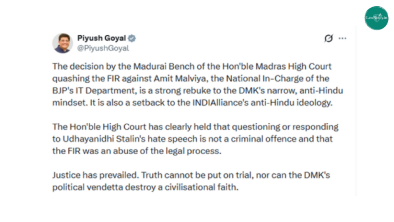 Piyush Goyal Welcomes Madras High Court Order Quashing FIR Against Amit Malviya