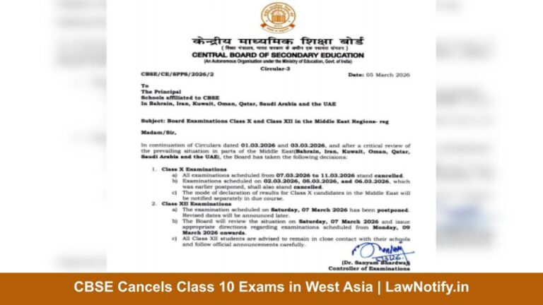CBSE Cancels Class 10 Exams in West Asia | LawNotify.in